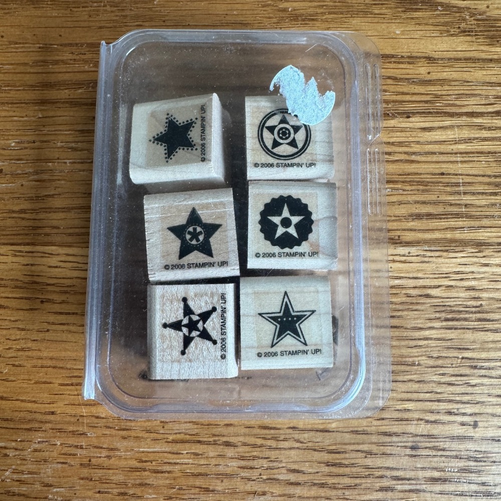 Stampin Up Starstruck Wood Mount Rubber Stamps Set of 6 Stars‎ 2006 Vintage